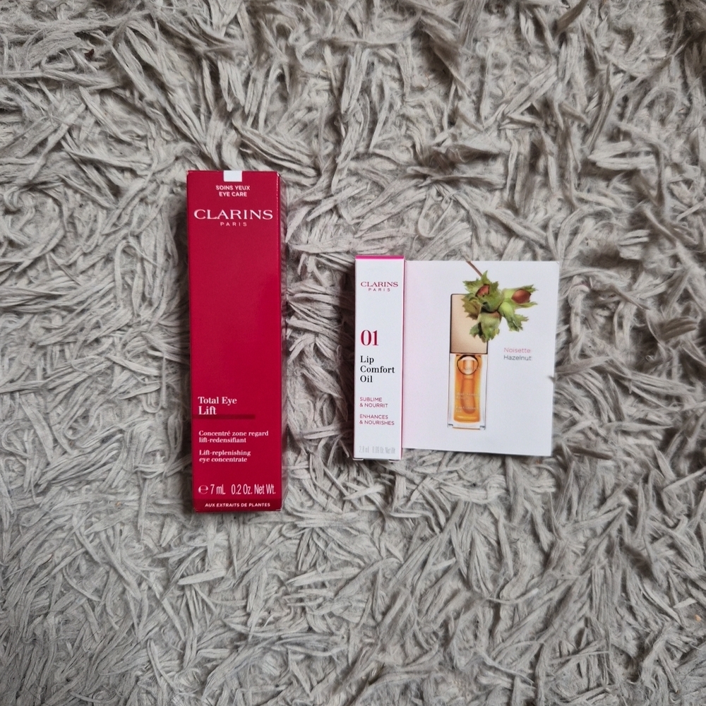 Clarins Total Eye Lift Lip Comfort Oil Bundle Paris Hazelnut New NIB ✨️💫